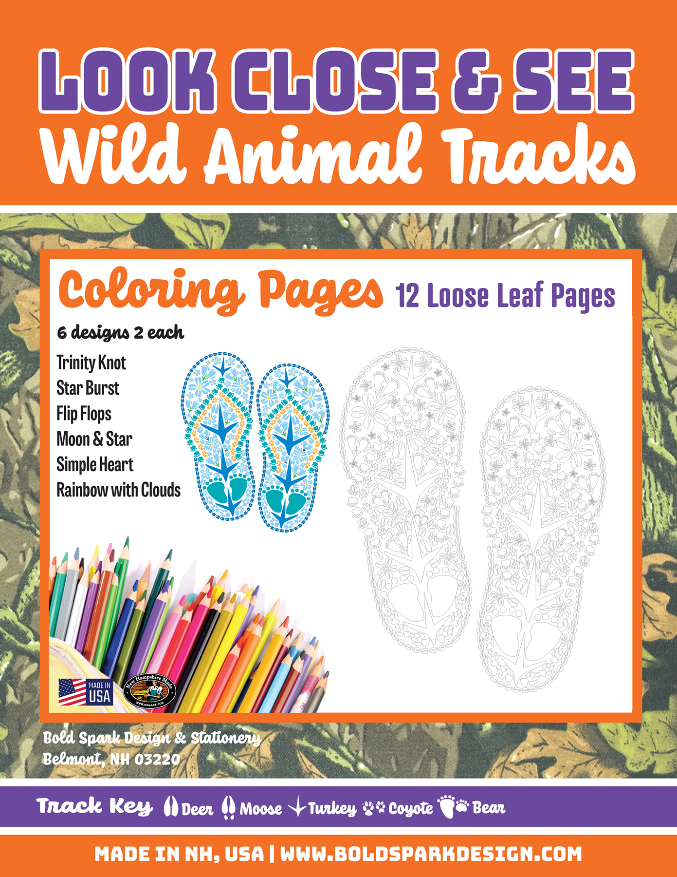 XL Wild Animal Track Coloring Pages